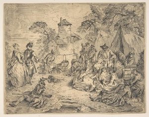 Soldiers And Women In An Encampment — Jean-baptiste Pater