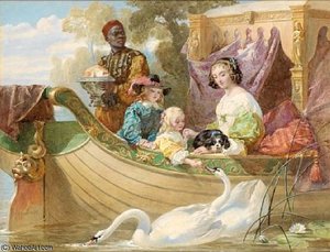 Queen Henrietta Maria And Her Children On The River — Frederick Goodall