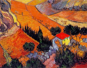 Landscape With House And Ploughman — Vincent Willem Van Gogh, Cloisonnism