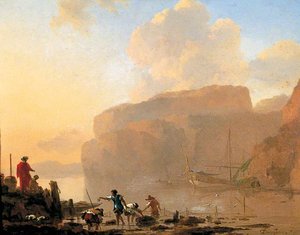 Coastal Scene With Crab Catchers — Nicolaes Pietersz Berchem