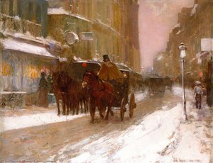 Winter Nightfall In The City — Frederick Childe Hassam, American Impressionism
