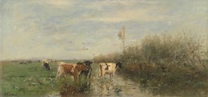 Cows In A Soggy Meadow, Willem Maris, 1860 - 1900 — Willem Maris