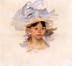 Sketch Of Ellen My Cassatt In A Big Blue Hat — Mary Stevenson Cassatt