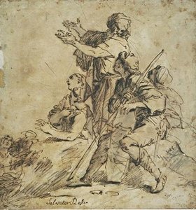 Figures And Warrior Sitting, Listening To An Old Man Standing Among Them — Salvator Rosa