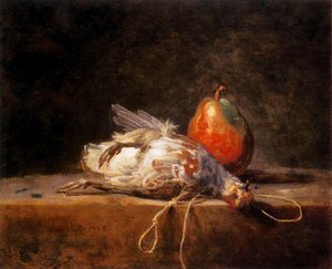 Perdrix Morte, Poire Et Collet Sur Une Table — Jean-baptiste-siméon Chardin