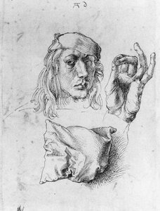 Studies Of Self-portrait, Hand And Pillow — Albrecht Dürer, Northern Renaissance