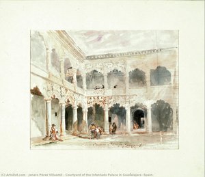 Courtyard Of The Infantado Palace In Guadalajara (spain) — Jenaro Pérez Villaamil, Romanticism