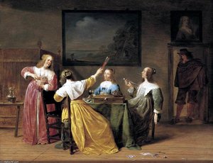 Elegantly Dressed Women Smoking And Drinking