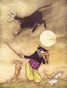 Mother Goose. The Cow Jumped Over The Moon — Arthur Rackham