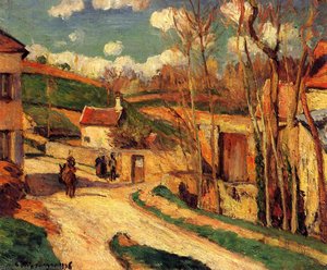 Crossroads At L'hermitage, Pontoise — Camille Pissarro, Impressionist Landscape