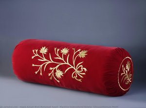 Machine Embroidered Bolster (chrysanthemum Motif) — Hajah Azizah Binti Mohamad Yusof