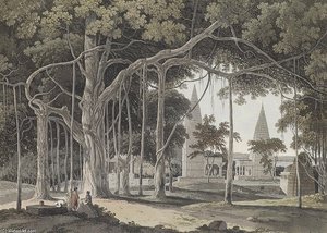 Hindoo Temples At Agouree On The River Soane, Bahar — Thomas Daniell