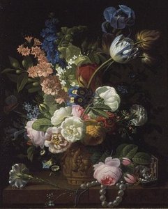 A Still Life Of Roses And Others — Jean Louis Prevost