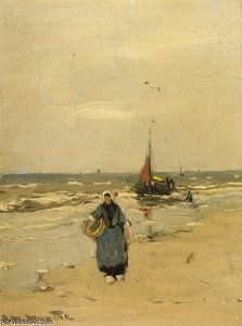 A Fisherwoman On The Beach Of Katwijk — Gerhard Arij Ludwig Morgenstje Munthe
