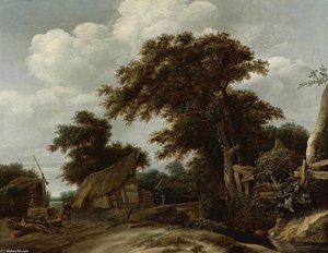 Landscape With Farmyard And Figure Drawing Water From Well