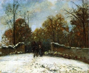 Entering The Forest Of Marly (snow Effect) — Camille Pissarro