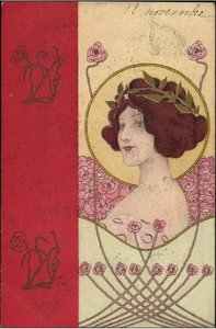 Girls Faces With Red Border — Raphael Kirchner