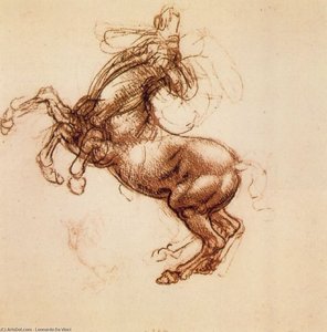 Rearing Horse, Ca Red Chalk, — Leonardo Da Vinci, Renaissance