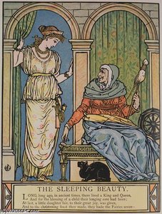 The Princess And The Old Woman With The Spinning — Walter Crane
