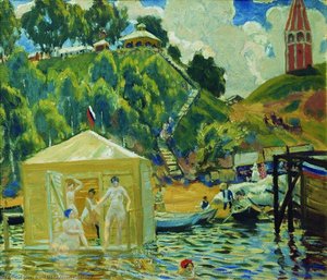 Bathing — Boris Mikhailovich Kustodiev, Realism