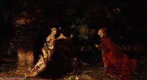 Women In A Garden — Adolphe Joseph Thomas Monticelli