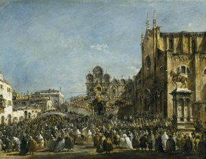 Pope Pius Vi Blessing The People Of Venice In The Campo San Zanipolo In 1782 — Francesco Lazzaro Guardi