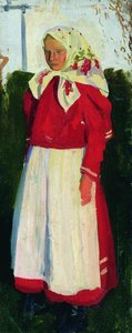 Dunya In Red — Boris Mikhailovich Kustodiev