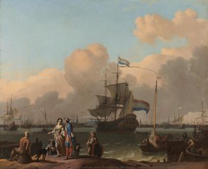 The Y At Amsterdam, With The Frigate "de Ploeg", Ludolf Bakhuysen, 1680 - 1708 — Ludolf Backhuysen
