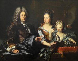Portrait De Jean Le Juge (mort Entre Février Et Mars 1707), Elisabeth De Gouy (vers 1668 1743) Et Leur Fille Marguerite Charlotte — Hyacinthe Rigaud