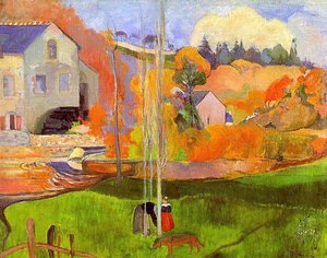 A Breton Landscape. David's Mill. — Eugène Henri Paul Gauguin, Post-impressionism