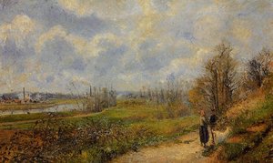 The Pathway At Le Chou, Pontoise — Camille Pissarro, Impressionist Landscape