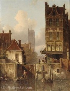 At The Town Lock — Everhardus Koster