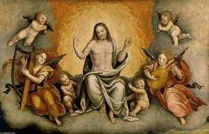 Triumph Of Christ With Angels And Cherubs — Bernardino Lanino