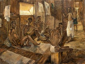 Orderly On His Rounds In X Ward, Changi Gaol, Singapore, With Prisoners Of War Suffering From Starvation And Beriberi — Leslie Cole, Social Realism