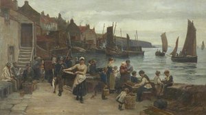 Fifeshire Harbour With Fisherfolk — Richard Wane
