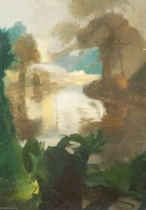 Winter Sunlight On Glamorgan Canal, Cardiff — Edgar Herbert Thomas