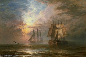 Men Of War At Anchor — Henry Thomas Dawson