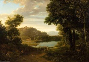 Italian Landscape With Lake — Ramsay Richard Reinagle, Romantic Landscape Painting