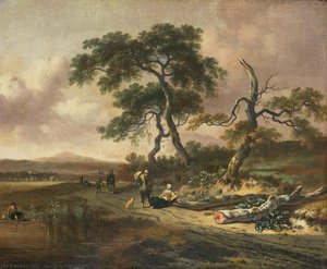 Landscape With A Peddler And Woman Resting, Jan Wijnants, 1669 — Jan Jansz Wijnants