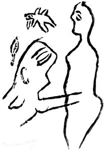 Standing Nude And Man's Head In Profile — Mikhail Fiodorovich Larionov