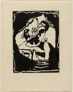 Landschaft Mit Aufrechter Weisser Figur (landscape And White Standing Figure) — Wassily Wassilyevich Kandinsky, Expressionist Fauvist Landscape