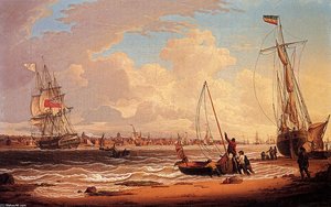 An English Vessel Off The Liverpool Waterfront On The River Mersey — Robert W. Salmon