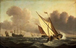 A Kaag Going To Windward In A Fresh Breeze — Willem Van De Velde The Younger