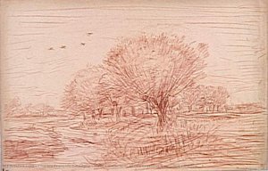 River Landscape: Creek Crossing A Wooded Meadow — Charles-françois Daubigny, Barbizon School
