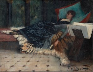 Deutsch Ruhende Frau mit Buch Svenska Divan med vilande dam English Couch with resting lady