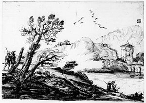 Landscape With A Fisherman — Guercino