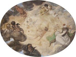 Flora With Cupids Sporting Among Clouds — Franz Cleyn