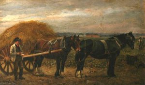 Men, Horses And A Hay Cart — William Edward Millner