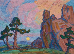 Moonrise Among The Red Rocks — Birger Sandzen