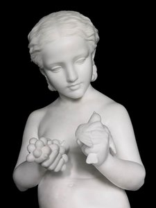 Young Girl Holding Grapes And A Bird (detail) — Odoardo Fantacchiotti